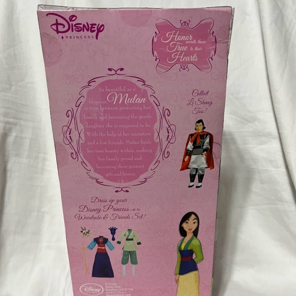 Disney Store Poseable Princess Mulan Classic Doll 12” Sealed Sparkling Dress - Picture 2 of 3